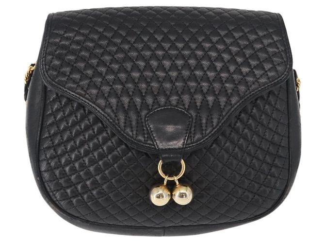 BALLY Borsa a Spalla a Catena Pelle Nera Oro Auth 161473 Nero D'oro - vista 2