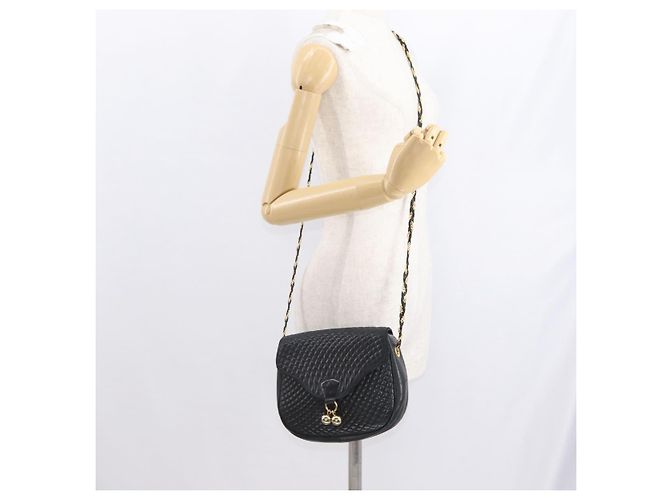 BALLY Borsa a Spalla a Catena Pelle Nera Oro Auth 161473 Nero D'oro - vista 22