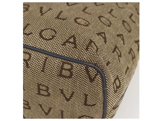 Bulgari Borsa Tote BVLGARI Logo Mania Canvas Beige Oro Auth hk3330 D'oro - vista 10