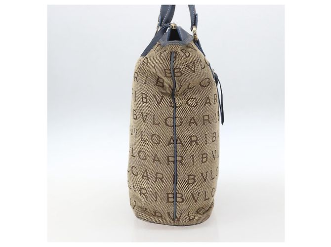 Bulgari Borsa Tote BVLGARI Logo Mania Canvas Beige Oro Auth hk3330 D'oro - vista 4