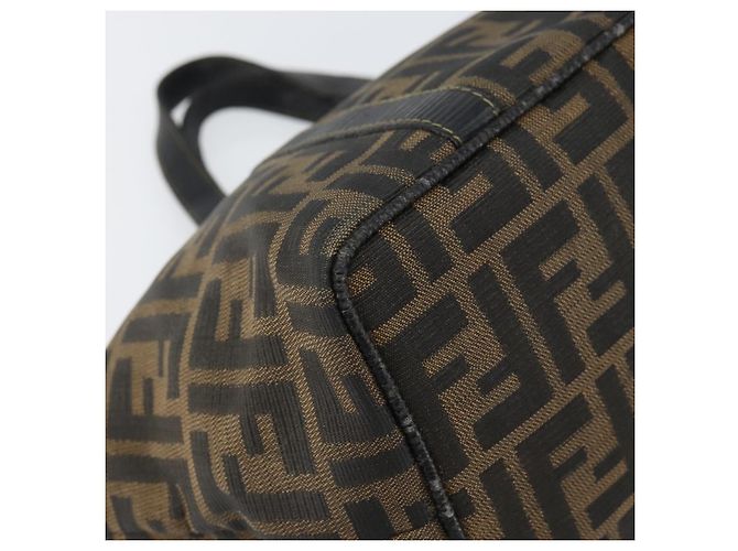 Borsa a mano in tela Zucca FENDI nera e marrone Auth 161083 Nero - vista 11