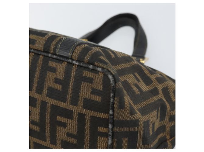 Borsa a mano in tela Zucca FENDI nera e marrone Auth 161083 Nero - vista 12