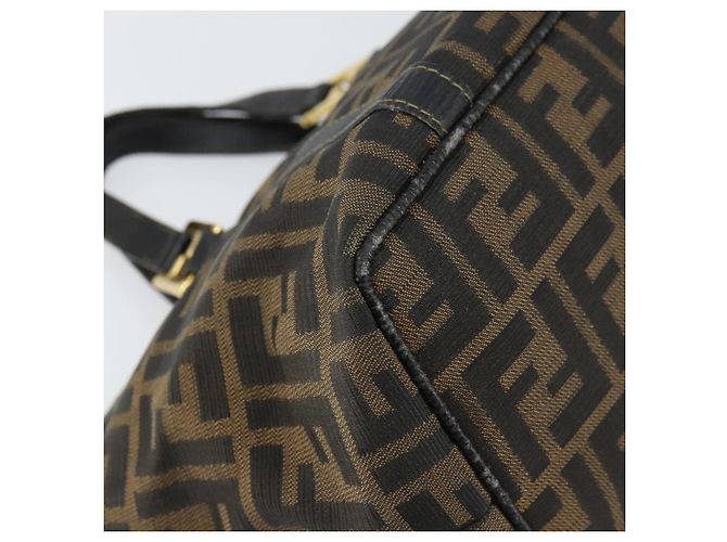 Borsa a mano in tela Zucca FENDI nera e marrone Auth 161083 Nero - vista 13