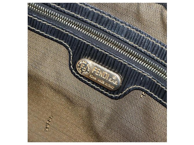 Borsa a mano in tela Zucca FENDI nera e marrone Auth 161083 Nero - vista 15