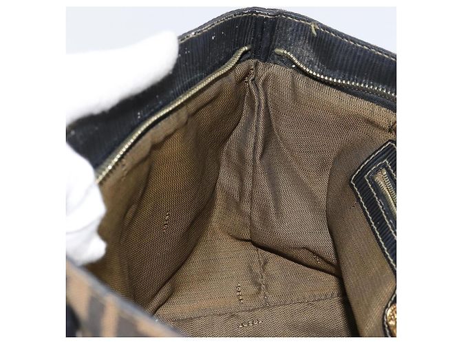 Borsa a mano in tela Zucca FENDI nera e marrone Auth 161083 Nero - vista 18
