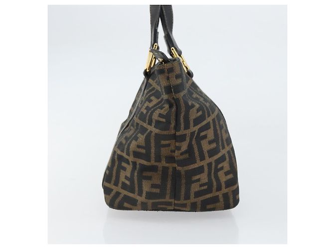 Borsa a mano in tela Zucca FENDI nera e marrone Auth 161083 Nero - vista 4