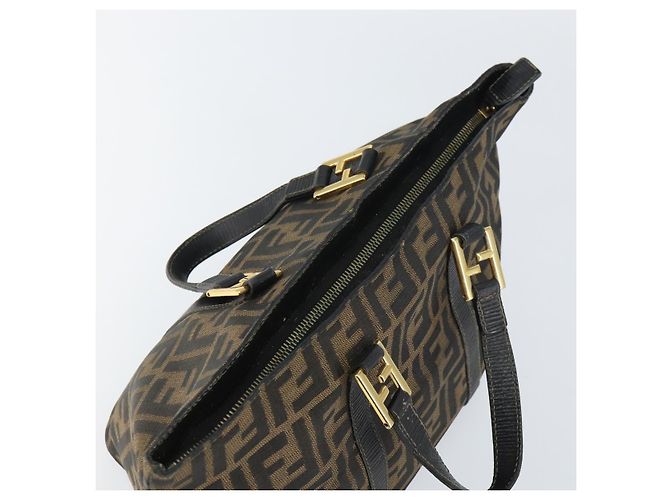 Borsa a mano in tela Zucca FENDI nera e marrone Auth 161083 Nero - vista 6