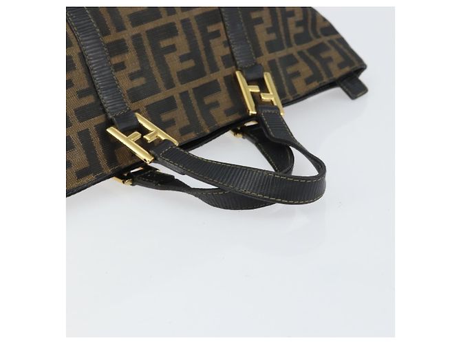 Borsa a mano in tela Zucca FENDI nera e marrone Auth 161083 Nero - vista 7