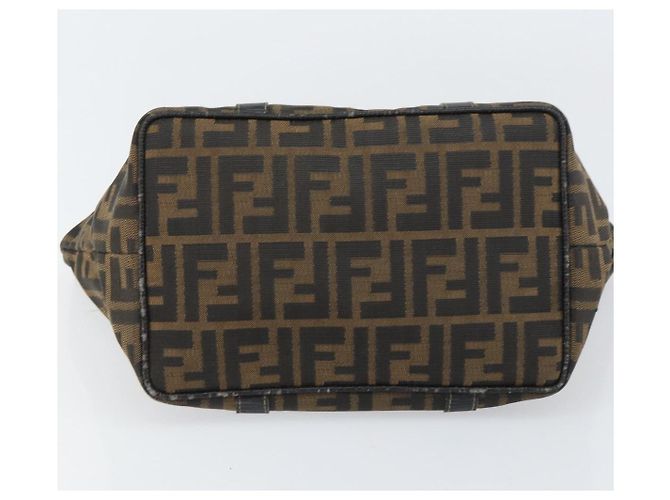 Borsa a mano in tela Zucca FENDI nera e marrone Auth 161083 Nero - vista 9