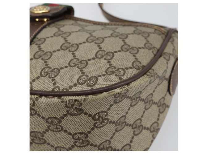 Gucci Borsa GG Supreme Web Sherry Line in PVC beige e oro 89 02 032 Auth 161109 D'oro - vista 10