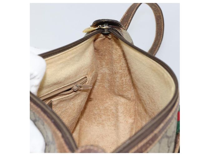 Gucci Borsa GG Supreme Web Sherry Line in PVC beige e oro 89 02 032 Auth 161109 D'oro - vista 18