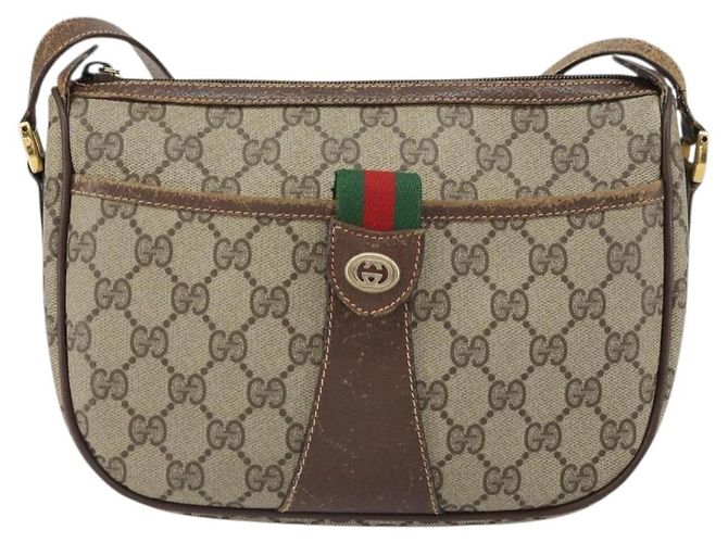Gucci Borsa GG Supreme Web Sherry Line in PVC beige e oro 89 02 032 Auth 161109 D'oro - vista 2