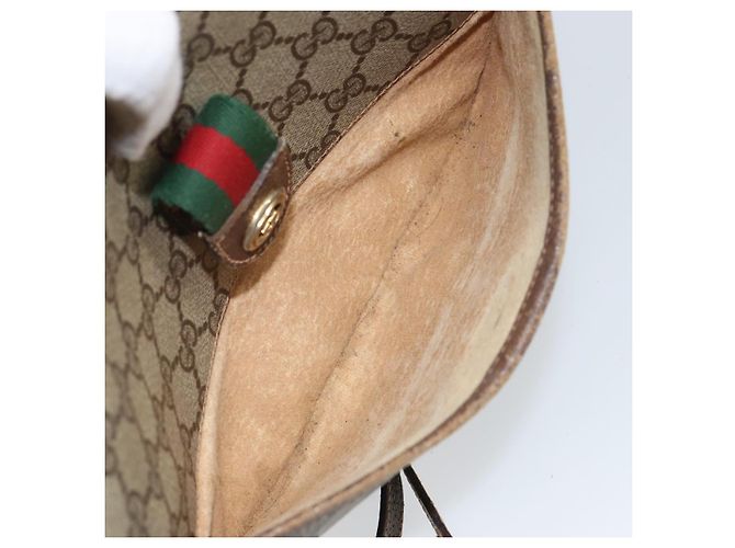 Gucci Borsa GG Supreme Web Sherry Line in PVC beige e oro 89 02 032 Auth 161109 D'oro - vista 21