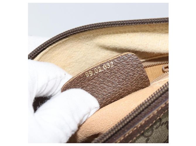 Gucci Borsa GG Supreme Web Sherry Line in PVC beige e oro 89 02 032 Auth 161109 D'oro - vista 22