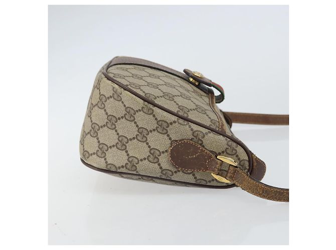 Gucci Borsa GG Supreme Web Sherry Line in PVC beige e oro 89 02 032 Auth 161109 D'oro - vista 4