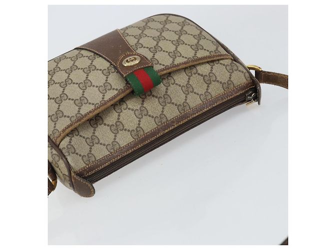 Gucci Borsa GG Supreme Web Sherry Line in PVC beige e oro 89 02 032 Auth 161109 D'oro - vista 6
