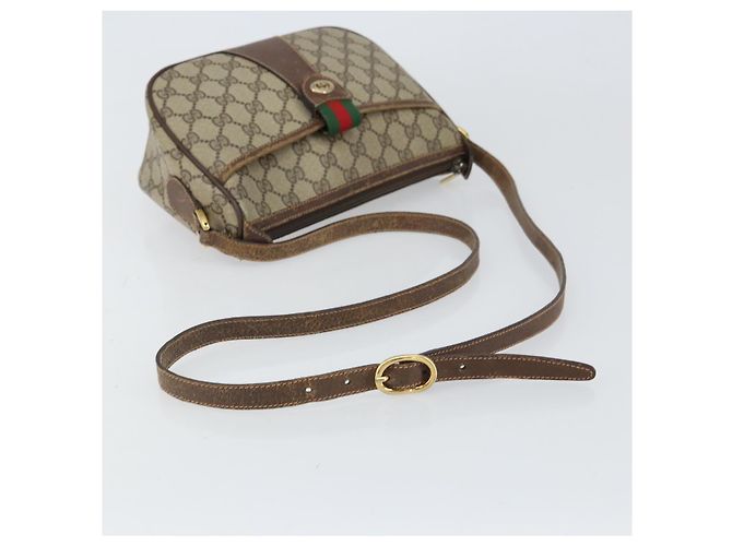 Gucci Borsa GG Supreme Web Sherry Line in PVC beige e oro 89 02 032 Auth 161109 D'oro - vista 7