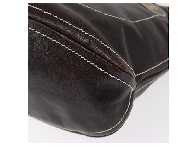 Céline Bolso de Hombro CELINE de Cuero Marrón Oscuro Dorado Auth 161102 - vista 11