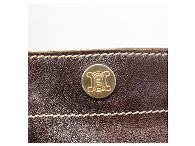 Céline Bolso de Hombro CELINE de Cuero Marrón Oscuro Dorado Auth 161102 - vista 14