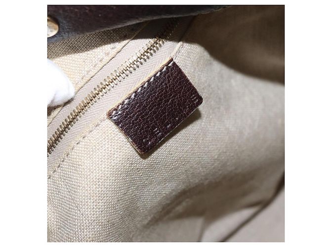 Céline Bolso de Hombro CELINE de Cuero Marrón Oscuro Dorado Auth 161102 - vista 16