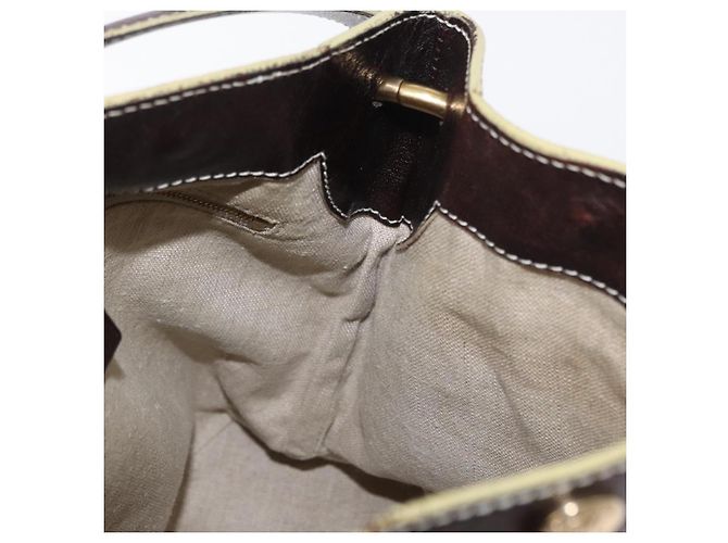 Céline Bolso de Hombro CELINE de Cuero Marrón Oscuro Dorado Auth 161102 - vista 18