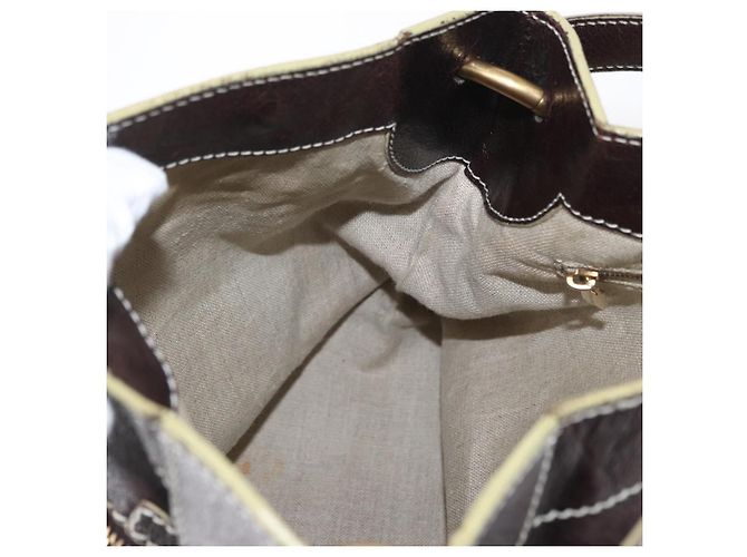 Céline Bolso de Hombro CELINE de Cuero Marrón Oscuro Dorado Auth 161102 - vista 19