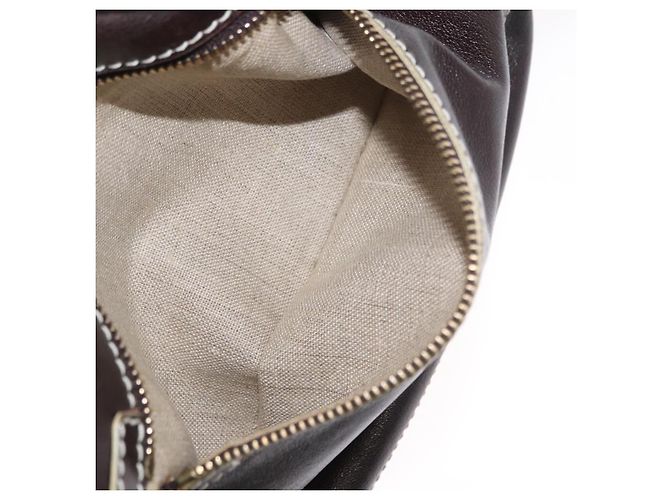 Céline Bolso de Hombro CELINE de Cuero Marrón Oscuro Dorado Auth 161102 - vista 22