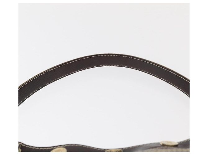 Céline Bolso de Hombro CELINE de Cuero Marrón Oscuro Dorado Auth 161102 - vista 8
