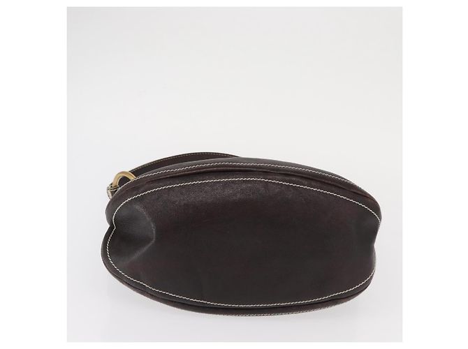 Céline Bolso de Hombro CELINE de Cuero Marrón Oscuro Dorado Auth 161102 - vista 9