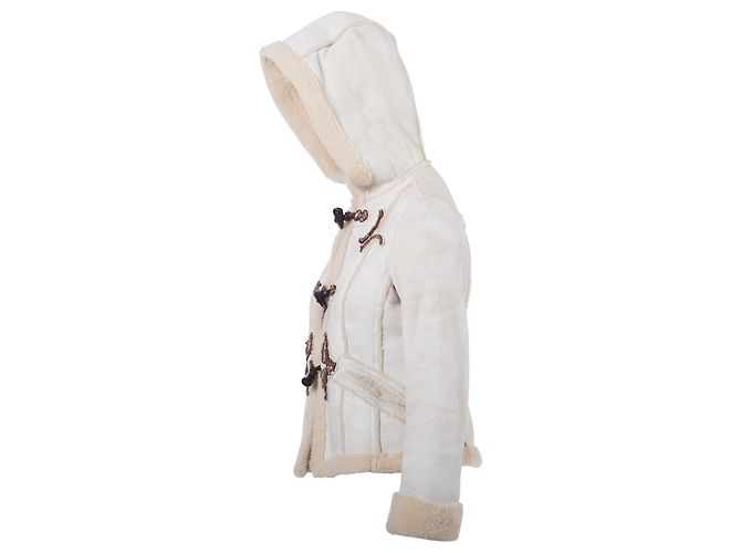 Abrigo corto de shearling para mujer de Prada con capucha Beige - vista 2