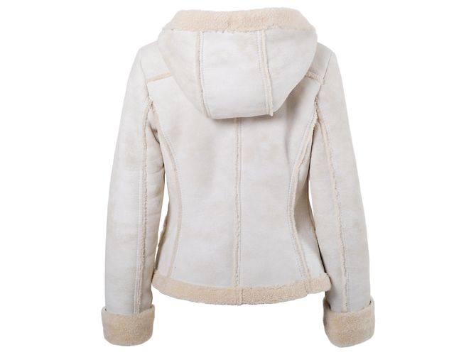 Abrigo corto de shearling para mujer de Prada con capucha Beige - vista 3