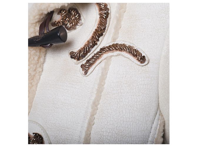 Abrigo corto de shearling para mujer de Prada con capucha Beige - vista 6