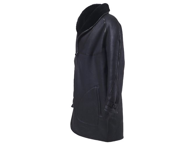 Autre Marque Mac Douglas Black Natural Shearling Leather Coat - view 2