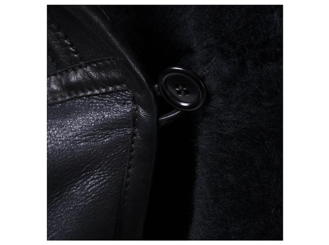 Autre Marque Mac Douglas Black Natural Shearling Leather Coat - view 4