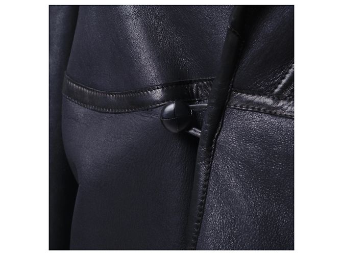 Autre Marque Mac Douglas Black Natural Shearling Leather Coat - view 7