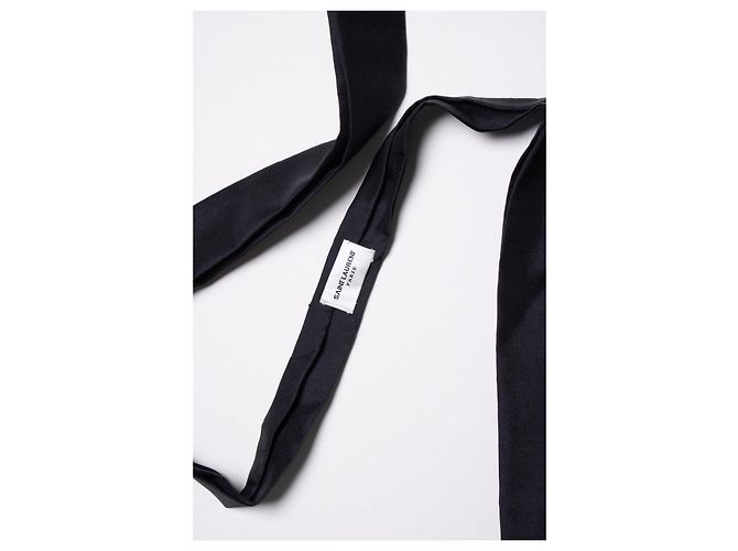 Cravatta nera Saint Laurent con bordi grezzi Nero - vista 2