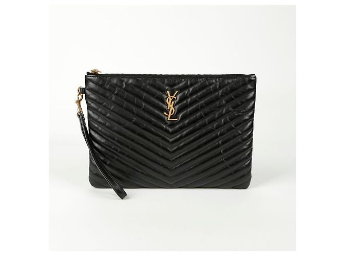 Saint Laurent Pochette per tablet con monogramma Nero - vista 2