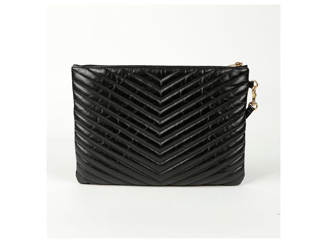 Saint Laurent Pochette per tablet con monogramma Nero - vista 4
