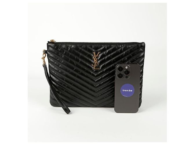 Saint Laurent Pochette per tablet con monogramma Nero - vista 9