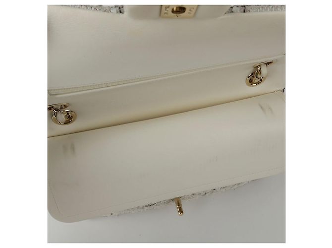 Chanel Borsa a spalla media in tweed classico Bianco - vista 10