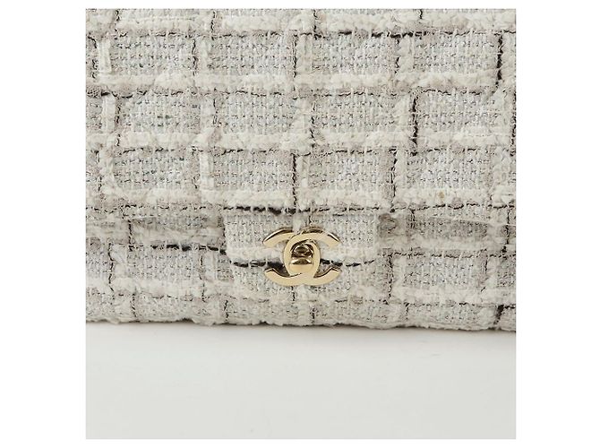 Chanel Borsa a spalla media in tweed classico Bianco - vista 2