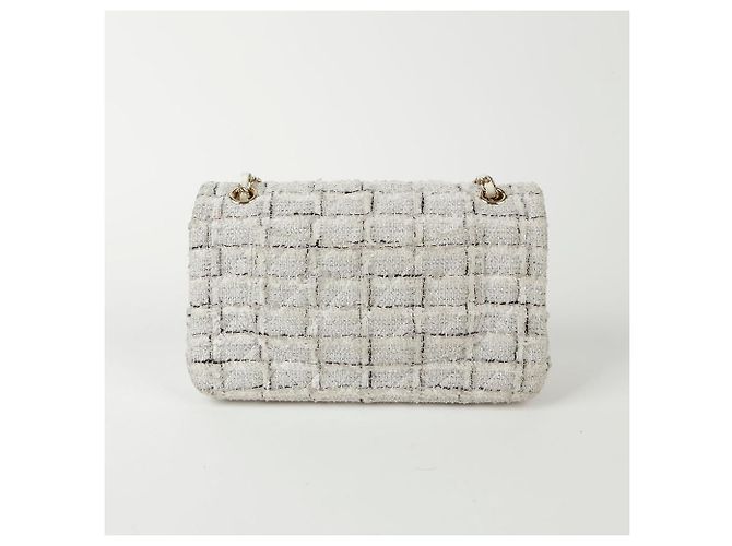 Chanel Borsa a spalla media in tweed classico Bianco - vista 3