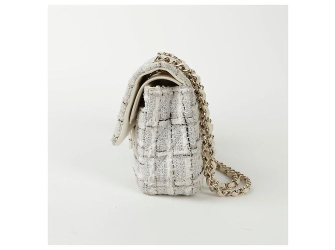 Chanel Borsa a spalla media in tweed classico Bianco - vista 4