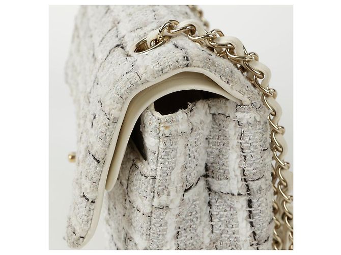 Chanel Borsa a spalla media in tweed classico Bianco - vista 5