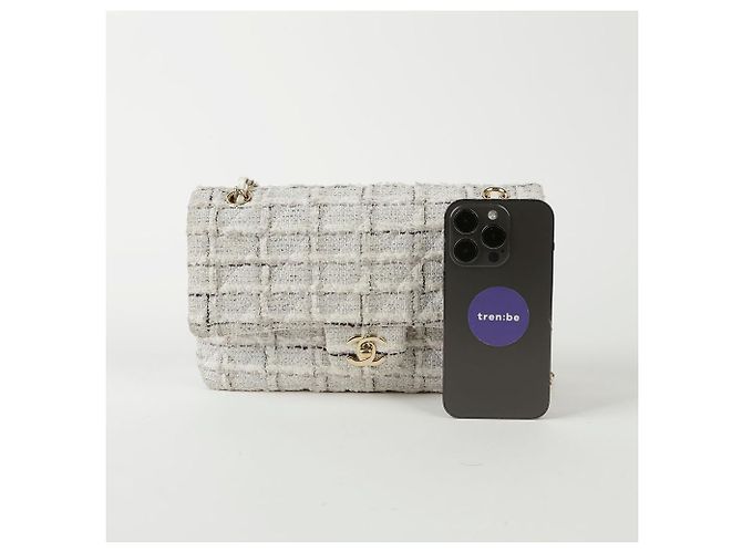 Chanel Borsa a spalla media in tweed classico Bianco - vista 8