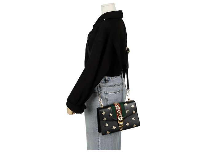 Gucci Silvie Vista Piccola Borsa a Spalla Nero - vista 10