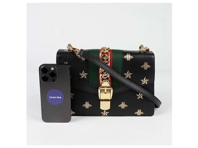 Gucci Silvie Vista Piccola Borsa a Spalla Nero - vista 7