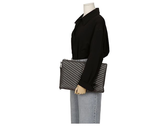 Saint Laurent Clutch Porta Documenti Monogram Marrone - vista 11