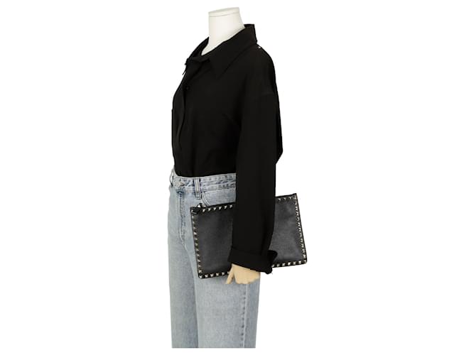 Valentino Clutch Rockstud Nero - vista 10
