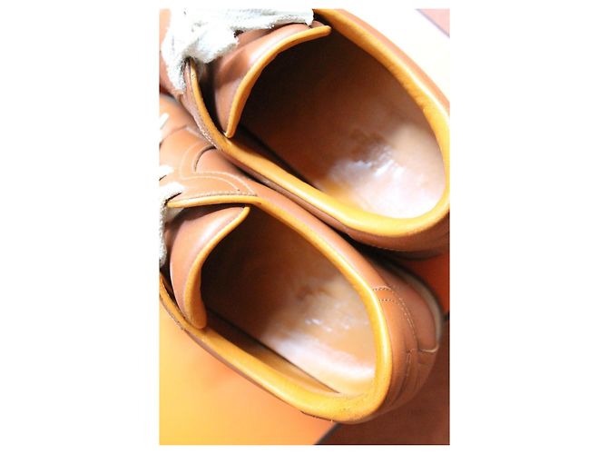 Hermès baskets en veau caramel semelle gomme beige taille 38 Marron - vue 5